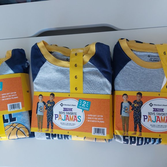 Member's Mark Children's 100% Cotton 4 Piece Long Sleeve Pajama Set - Picture 9 of 10